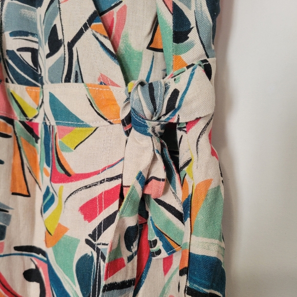 Lafayette 148 New York Pammie Abstract Linen Wrap Dress Size 10 - Picture 10 of 13
